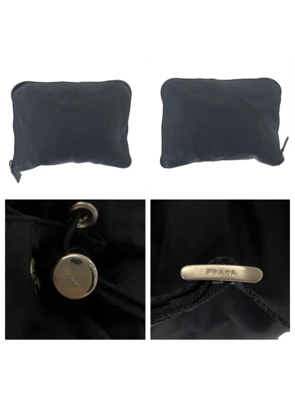Prada Tessuto Black Silver Nylon Leather Backpack